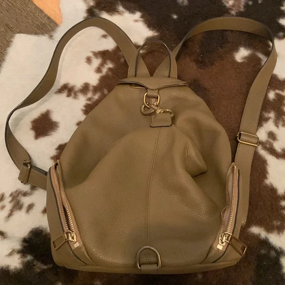 Rebecca Minkoff Julian leather Backpack in Military, brass hardware - Picture 8 of 17